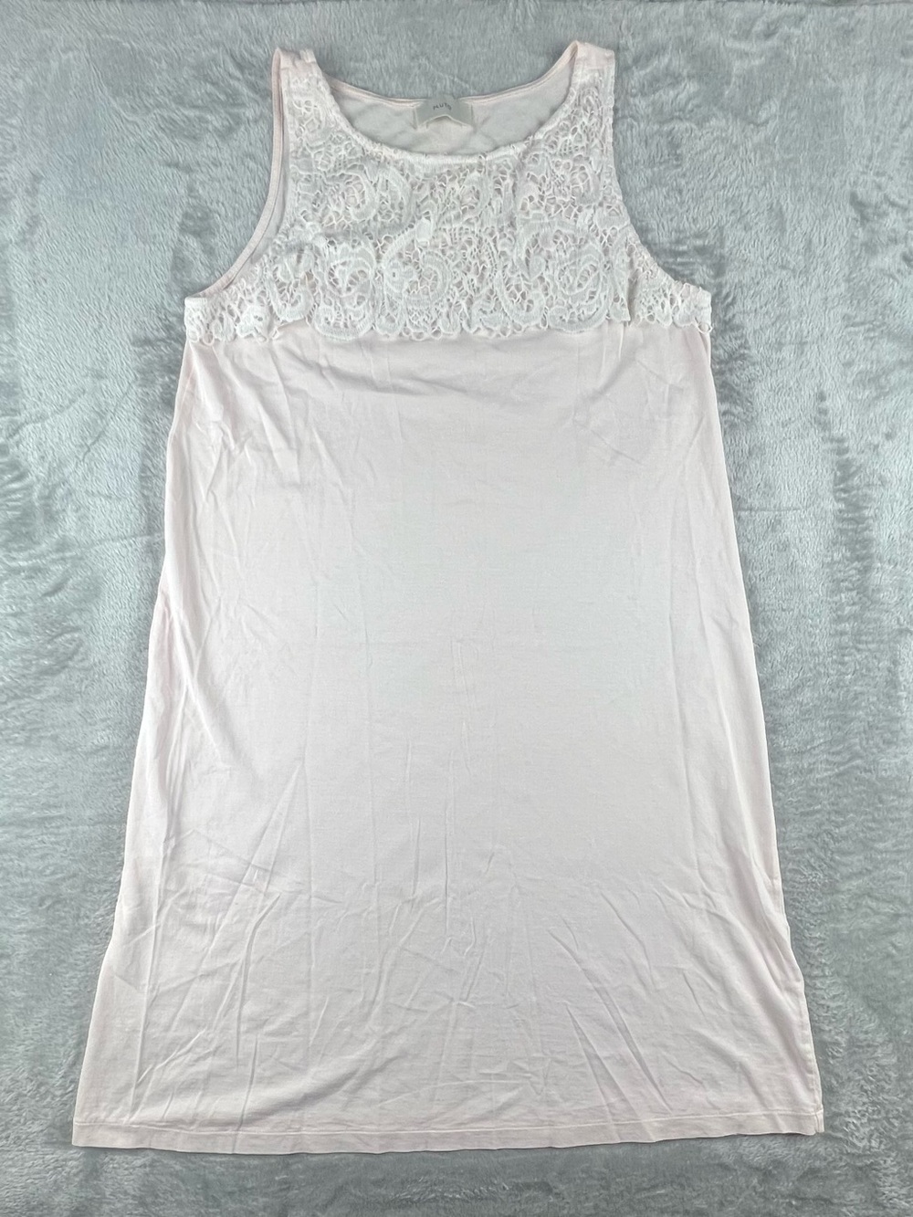 PLUTO Nightgown Size Small 38 Cotton Knit Lace Light Pink Belgium Luxury $198